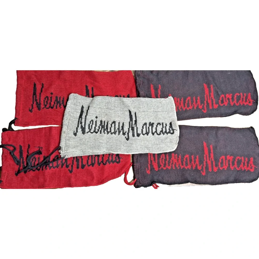 Neiman Marcus Shoes Dust Bags Lot of 5 Red Black Logo Clean Unused Drawstring